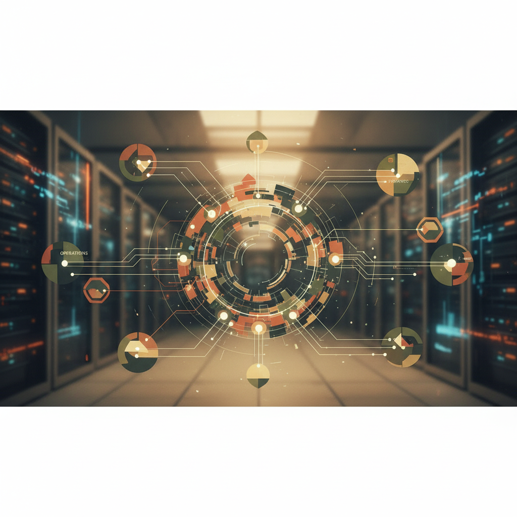 Ilustracao de agentes de IA trabalhando em equipe